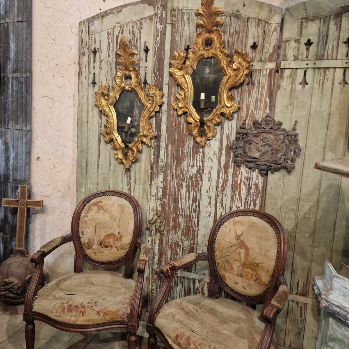 Paire de miroirs italie xviiie-photo-2
