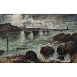 Huile sur panneau Marine