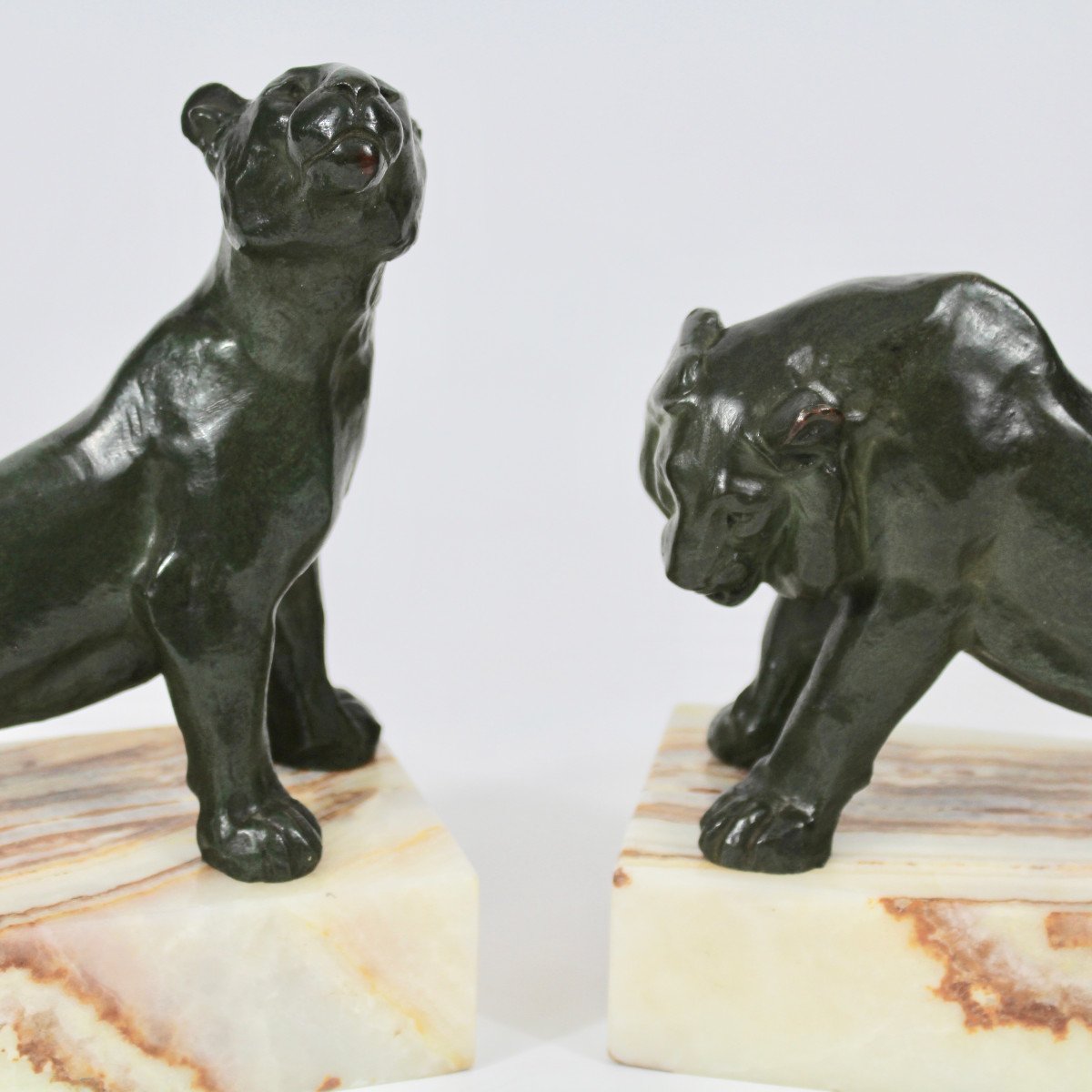 O  WALDMANN          SERRE-LIVRES  "LION ET LIONNE "-photo-2