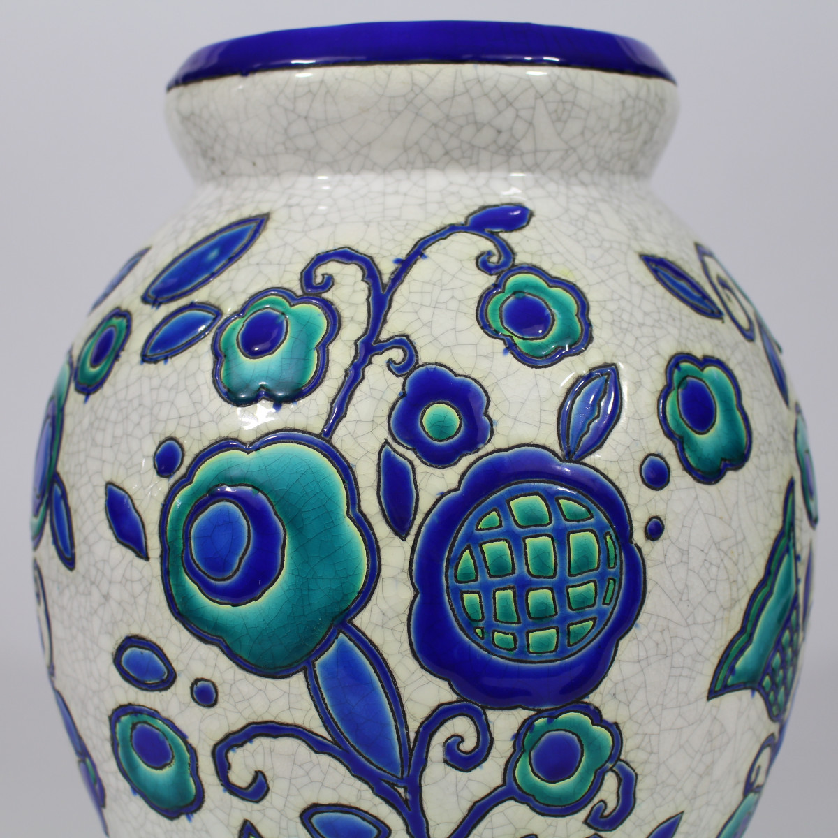 Boch Frères La Louvière "stylized Flowers" Vase-photo-2