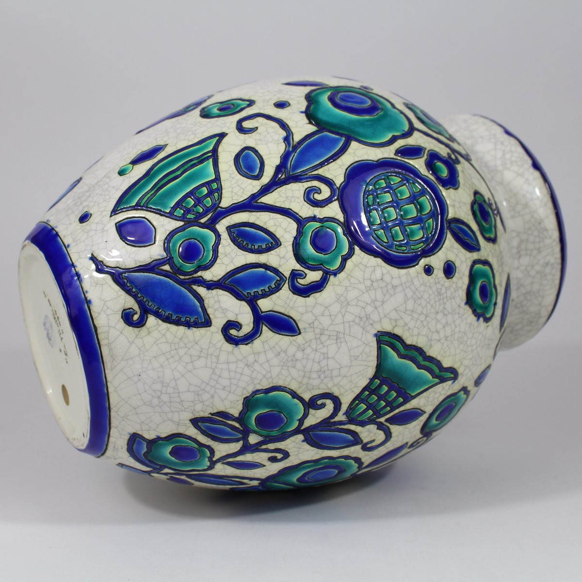 Boch Frères La Louvière "stylized Flowers" Vase-photo-3