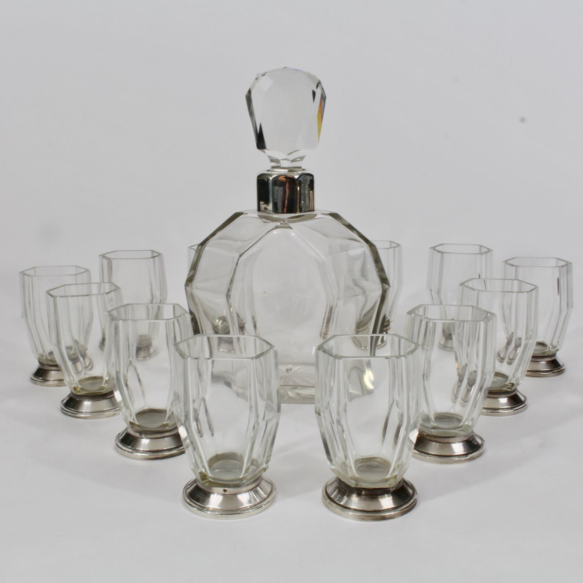 Art Deco Silver And Crystal Liquor Service-photo-4
