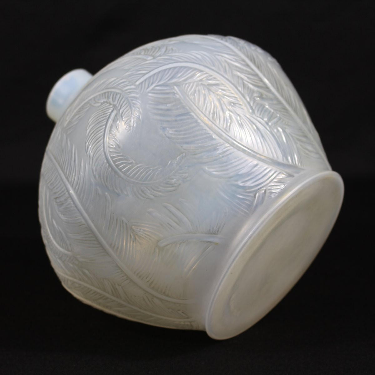 R  LALIQUE  VASE  "PLUMES "-photo-2