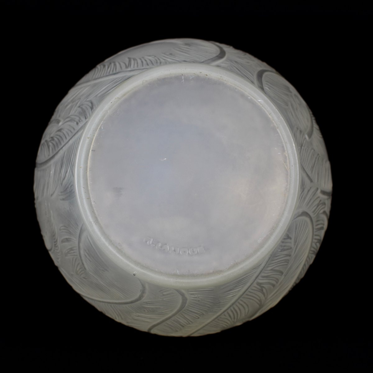 R  LALIQUE  VASE  "PLUMES "-photo-4