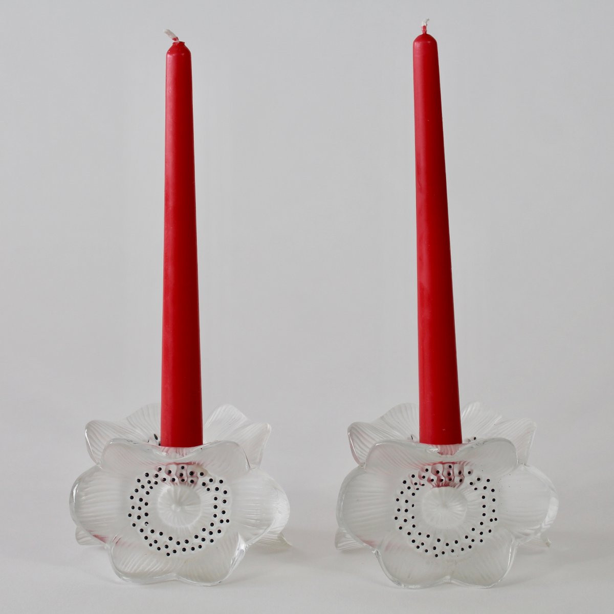 LALIQUE  FRANCE   BOUGEOIRS  "  ANÉMONES  "-photo-3