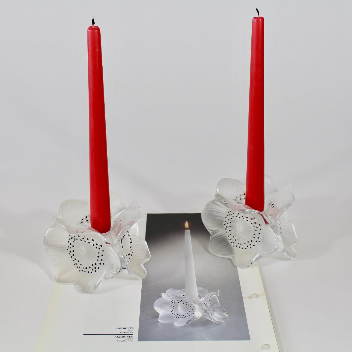 LALIQUE  FRANCE   BOUGEOIRS  "  ANÉMONES  "-photo-4