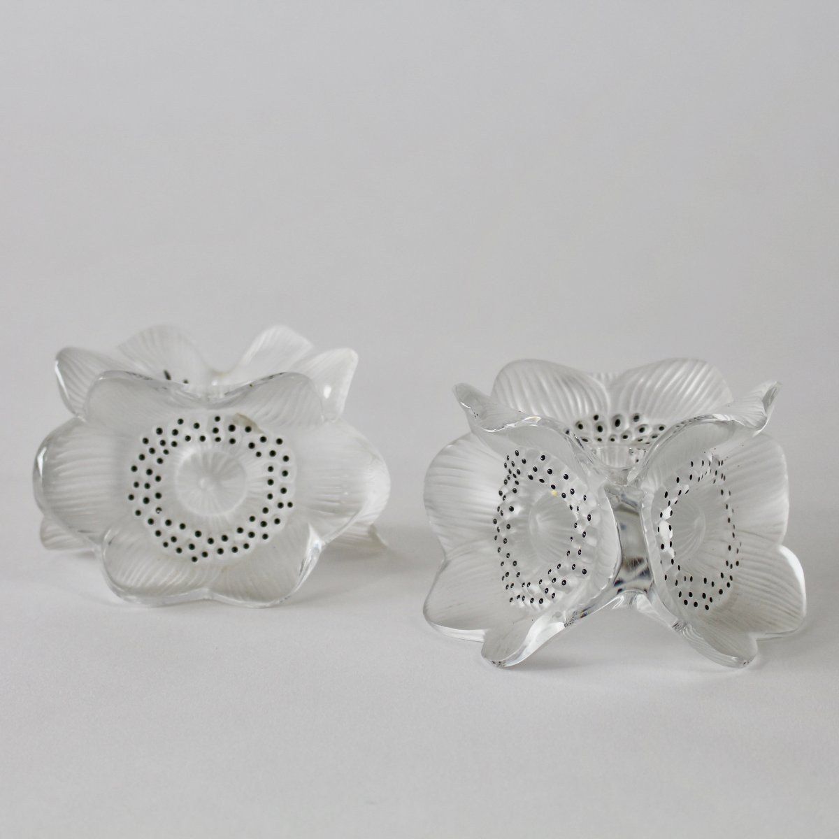 LALIQUE  FRANCE   BOUGEOIRS  "  ANÉMONES  "-photo-1