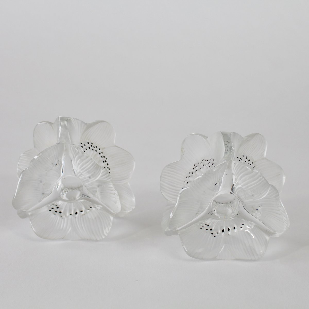 LALIQUE  FRANCE   BOUGEOIRS  "  ANÉMONES  "-photo-2