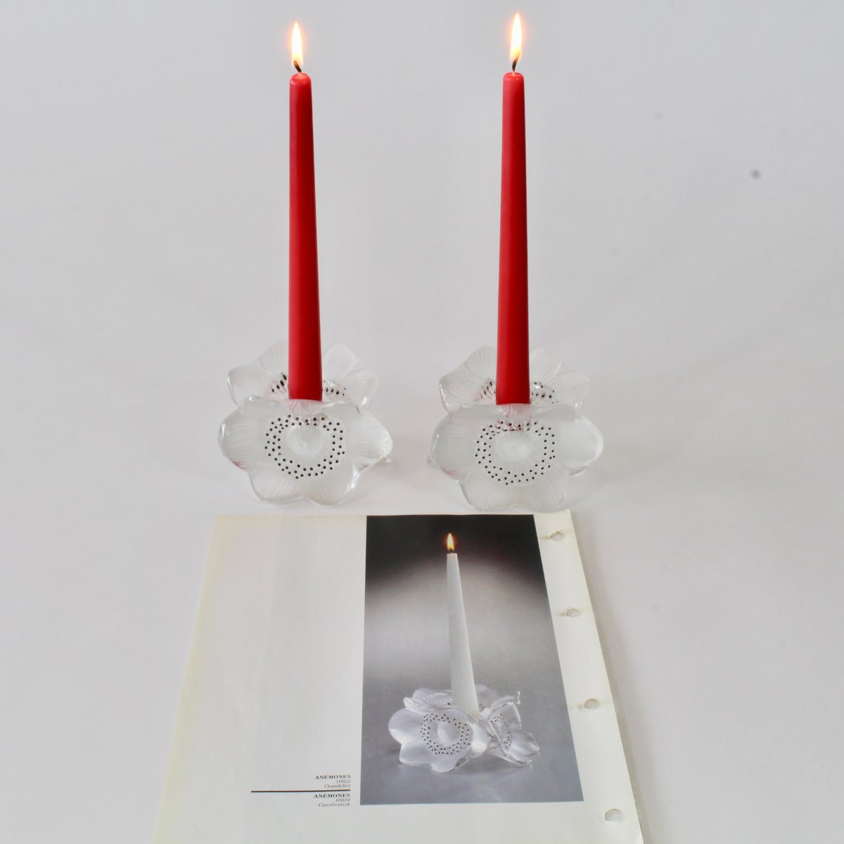 LALIQUE  FRANCE   BOUGEOIRS  "  ANÉMONES  "-photo-3