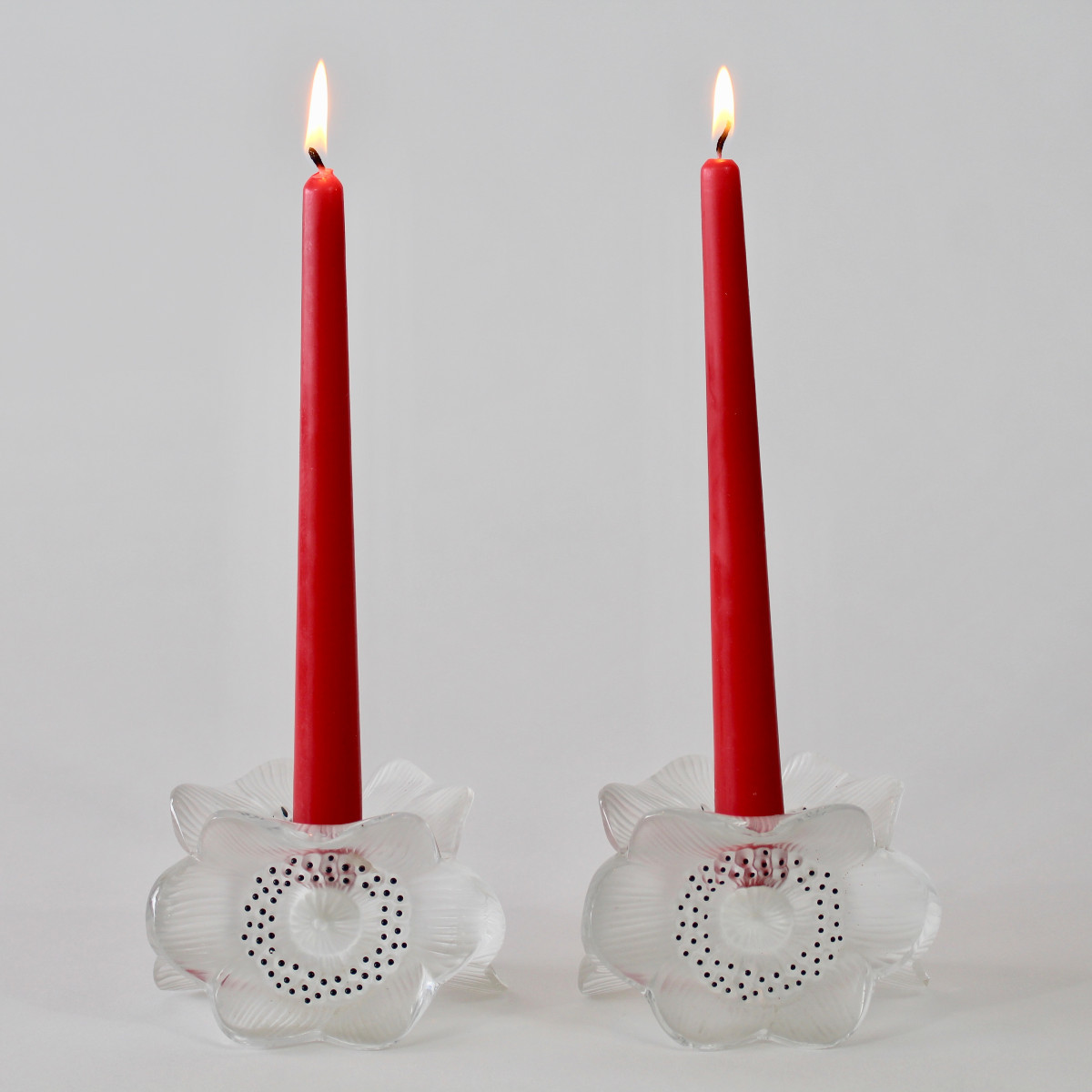 LALIQUE  FRANCE   BOUGEOIRS  "  ANÉMONES  "