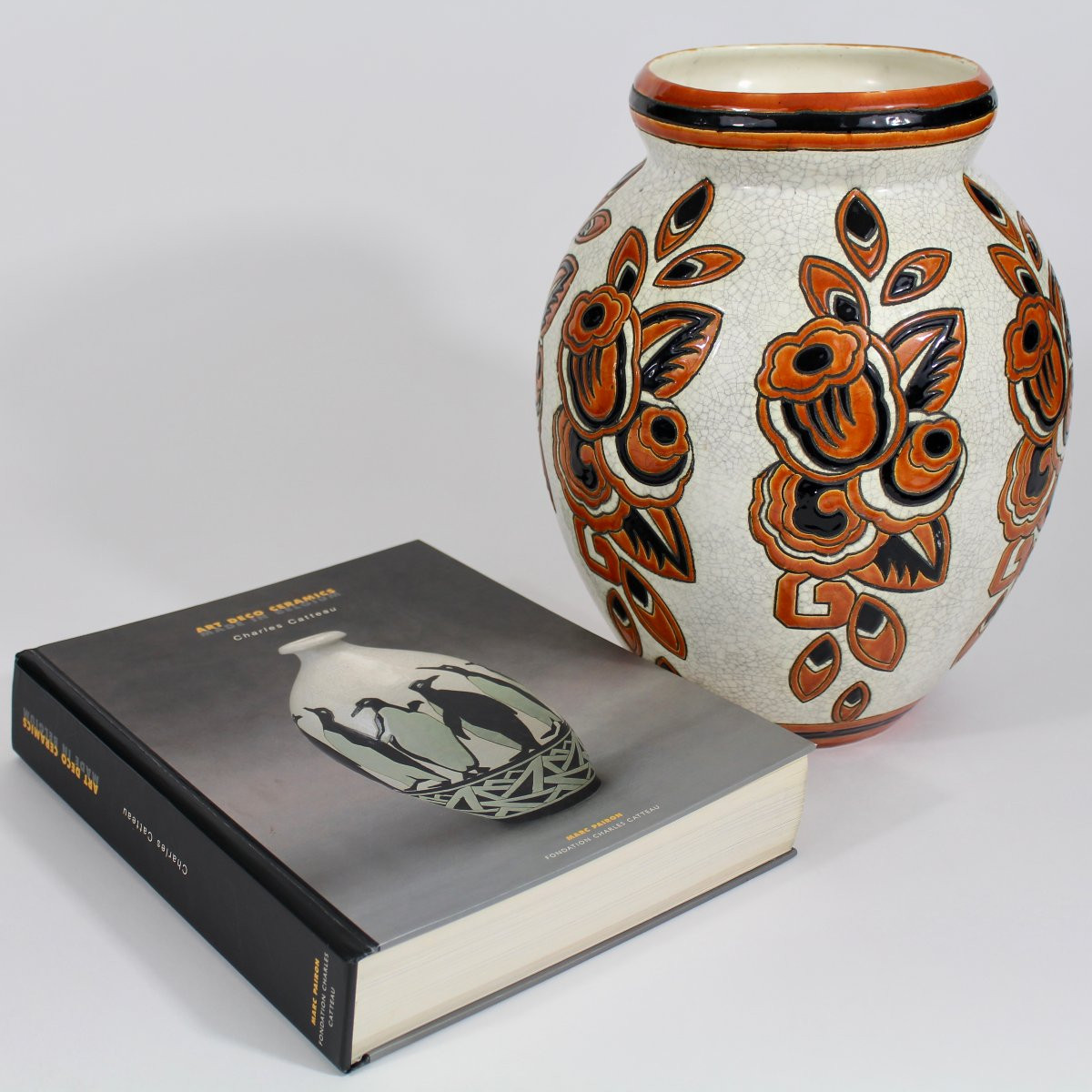 KERAMIS - CH CATTEAU       VASE  " ABUTILONS "-photo-6