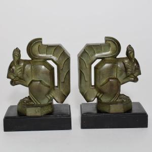 M Le Verrier Bookends "squirrels"