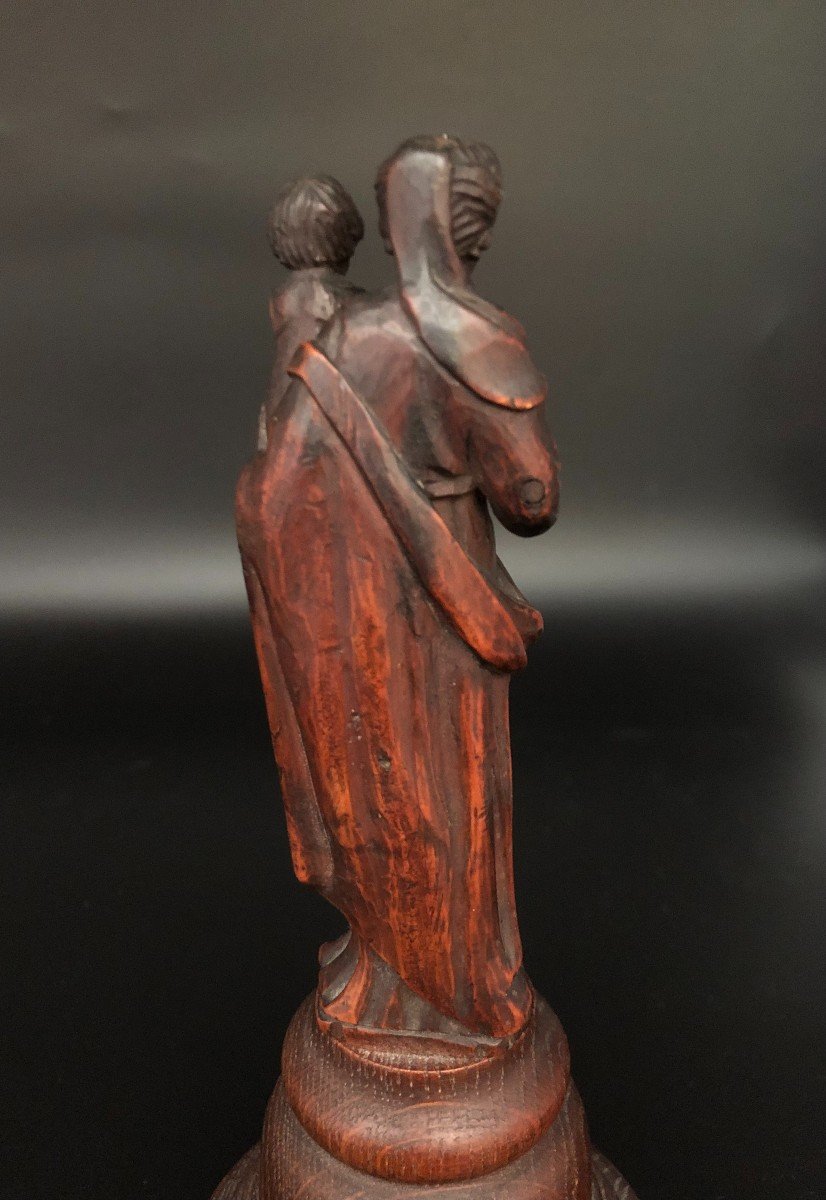 Vierge et l'Enfant 17ème Siècle En Buis Finement Sculpté-photo-3