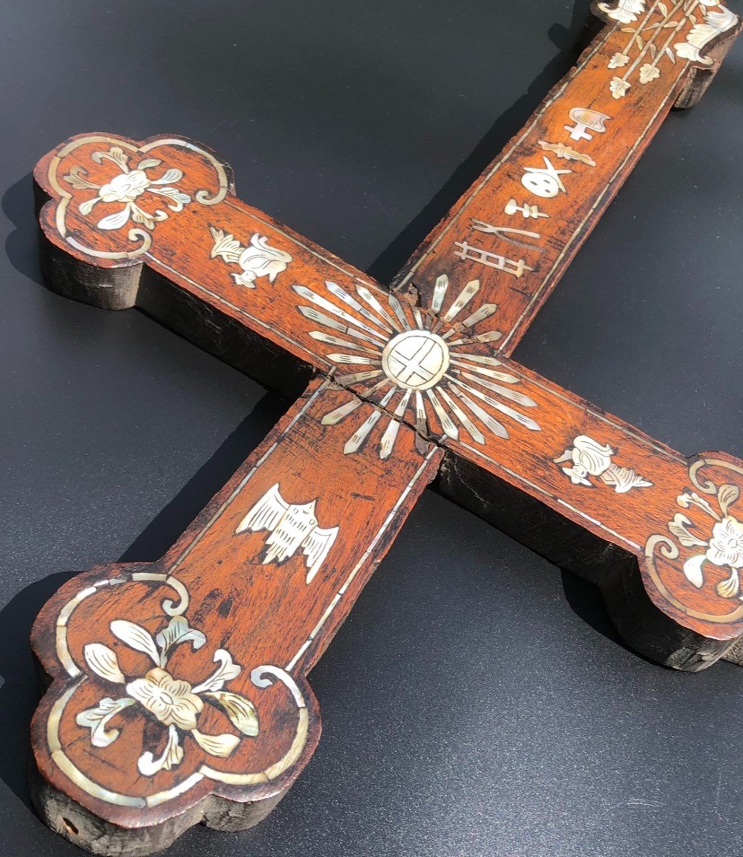 Croix Religieux Blanc Nacré-photo-3