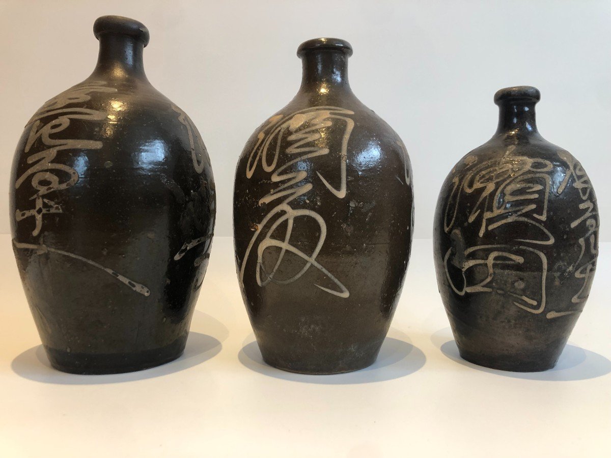 Trois Vase Sake Japonais 19ième-photo-2