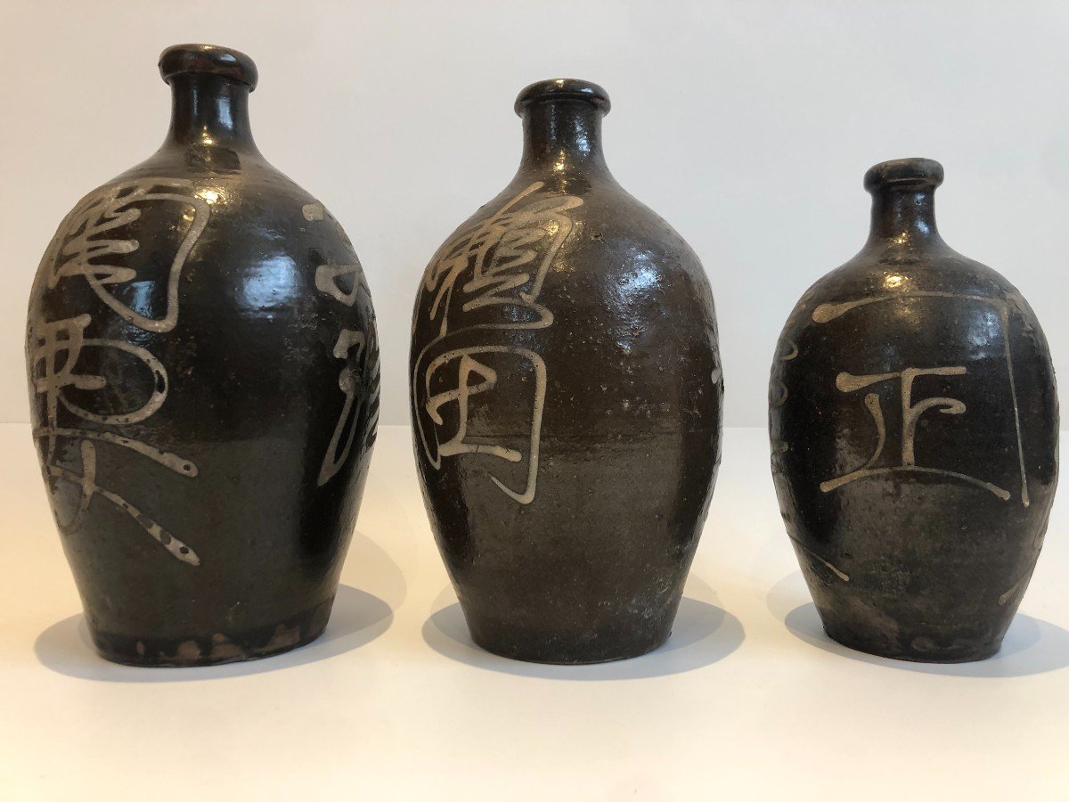 Trois Vase Sake Japonais 19ième-photo-4