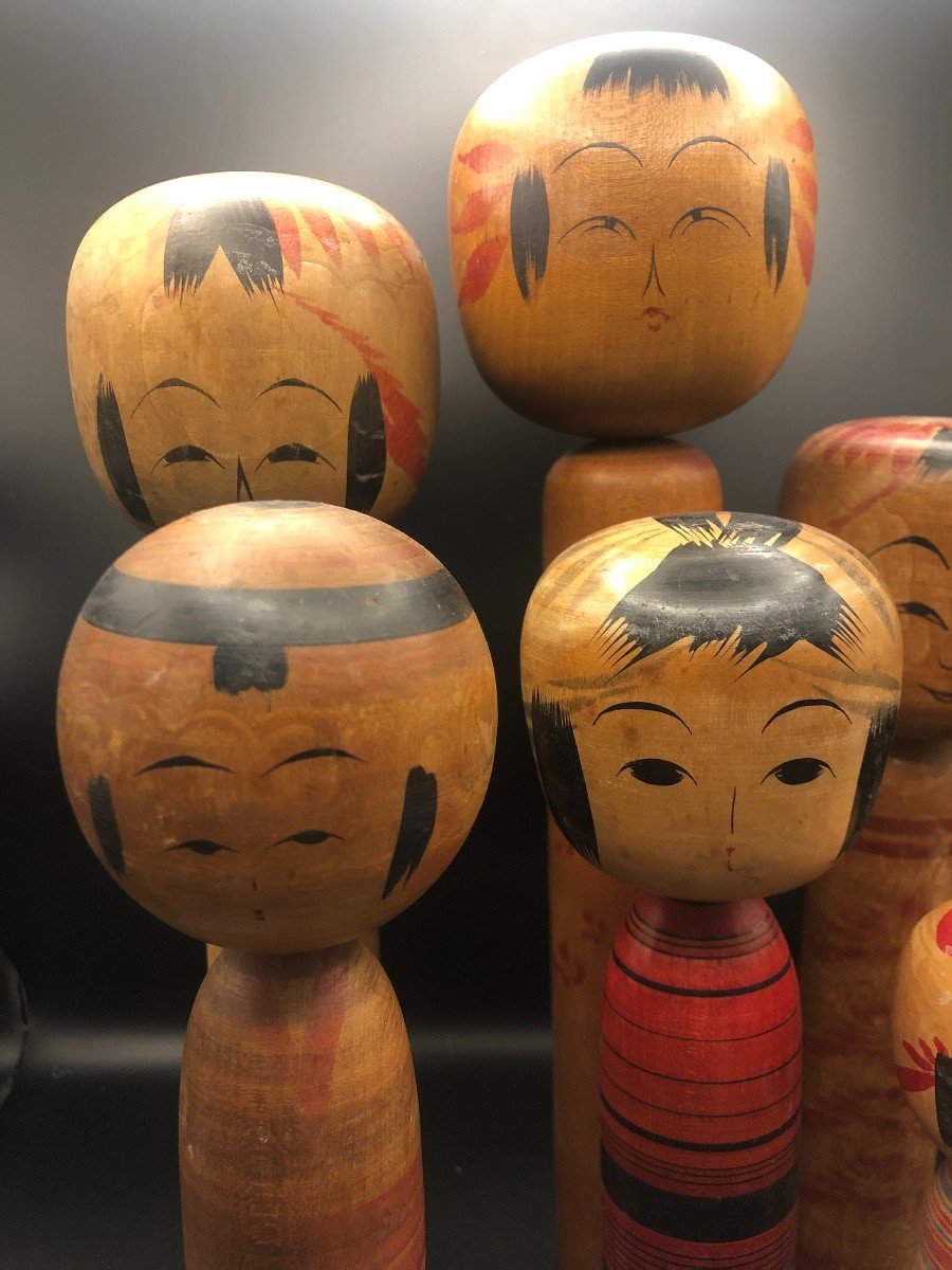 Collection De 6 Kokeshi Japonais  vintage-photo-2