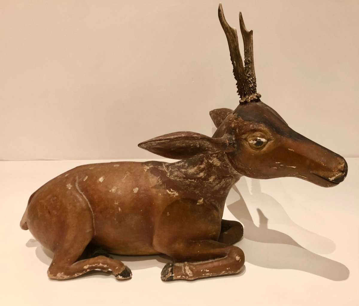 Carved Wood Deer 19th British Colony-photo-4