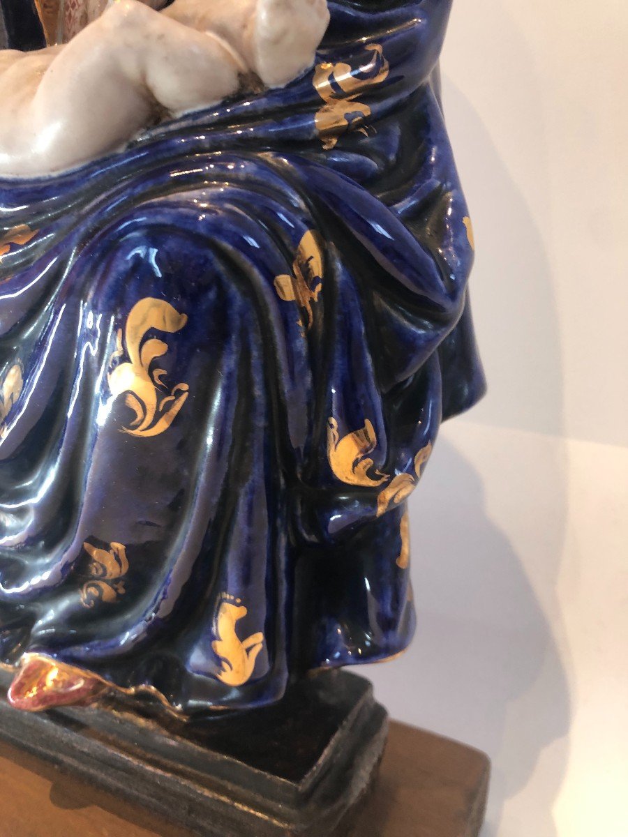 Vierge Et Enfant Ceramic Italien signé-photo-4
