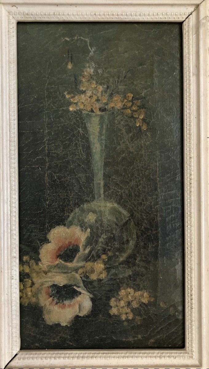 Paire De Tableau 19ième Romantic fleurs-photo-3