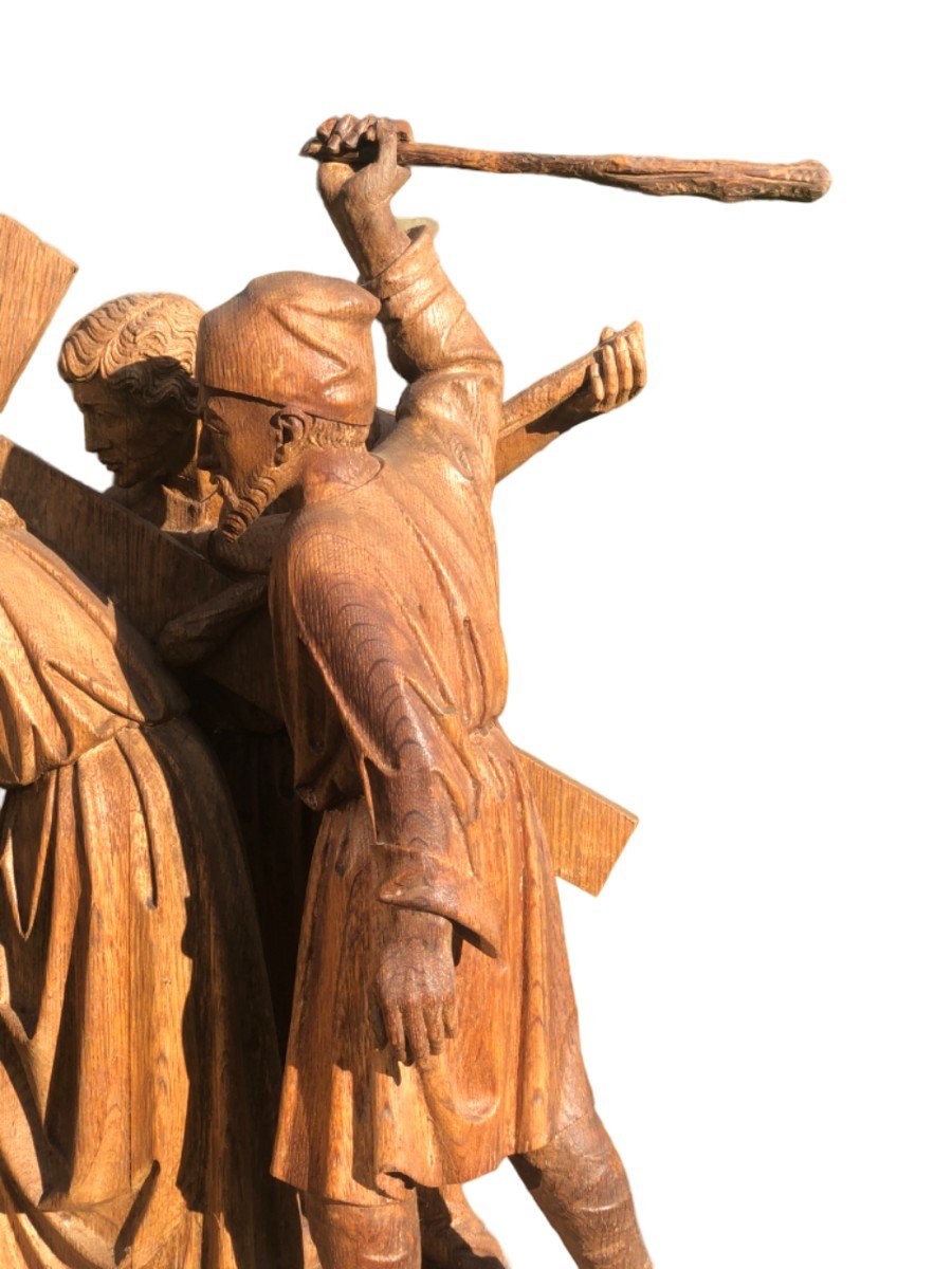 Impressionant Pièce Religieux Bois Sculpté -photo-4