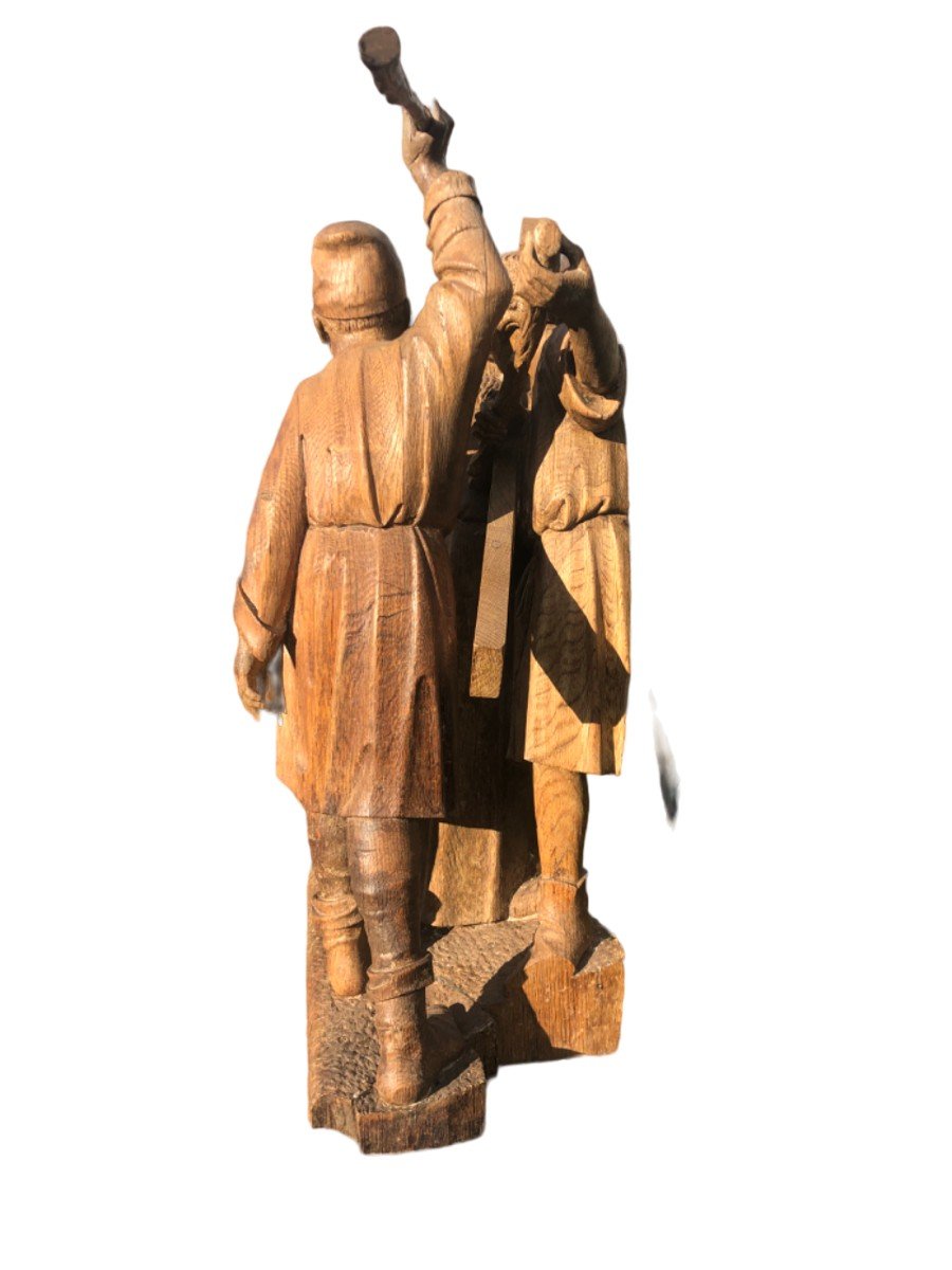 Impressionant Pièce Religieux Bois Sculpté -photo-1