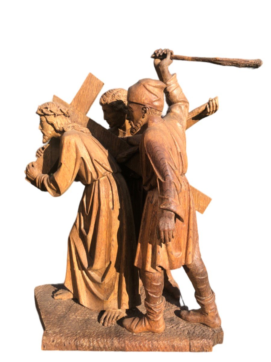 Impressionant Pièce Religieux Bois Sculpté 