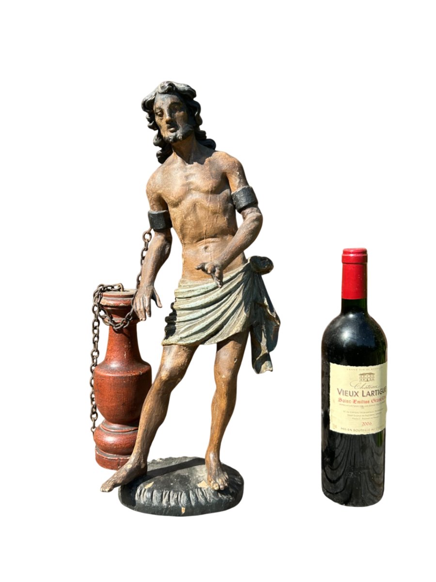 Christ à La Colonne Bois Sculpté-photo-2