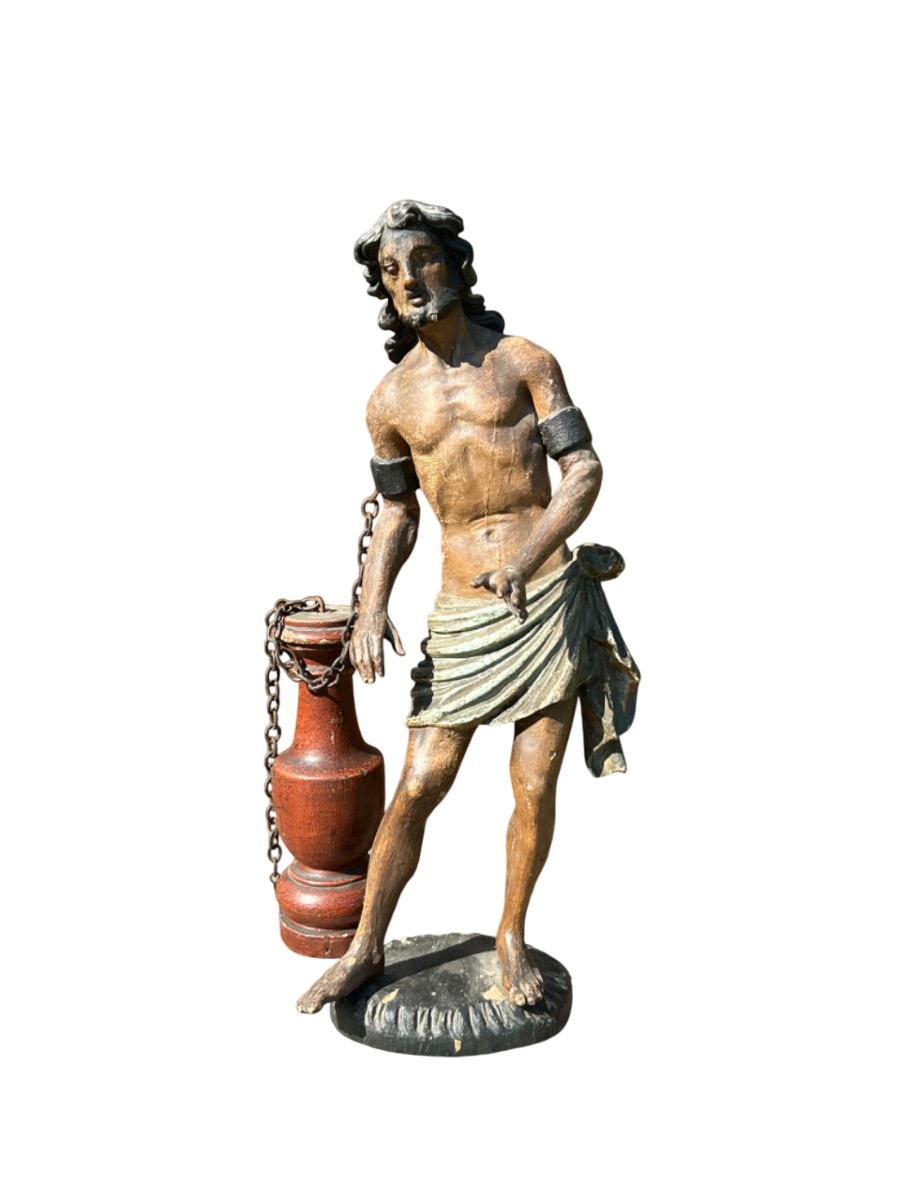 Christ à La Colonne Bois Sculpté