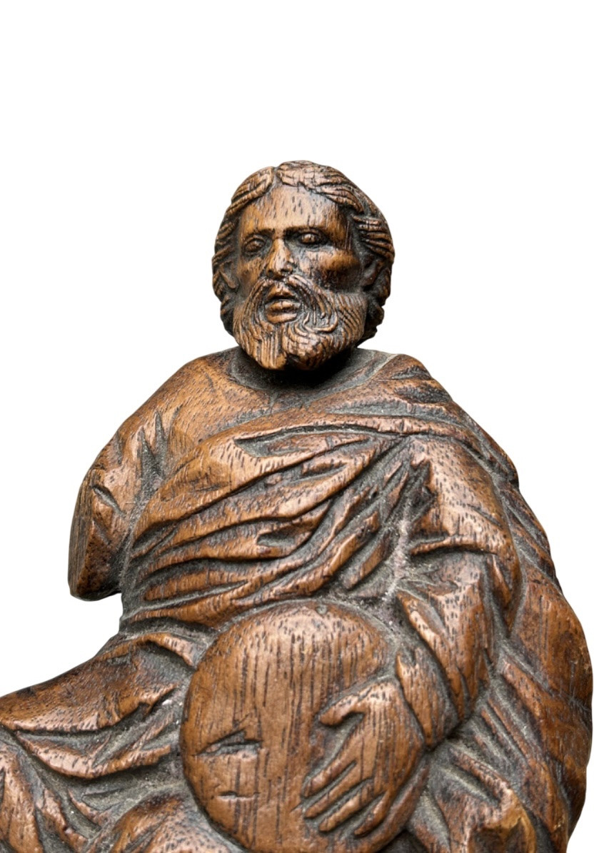 17th Century Carved Wood Base-photo-1