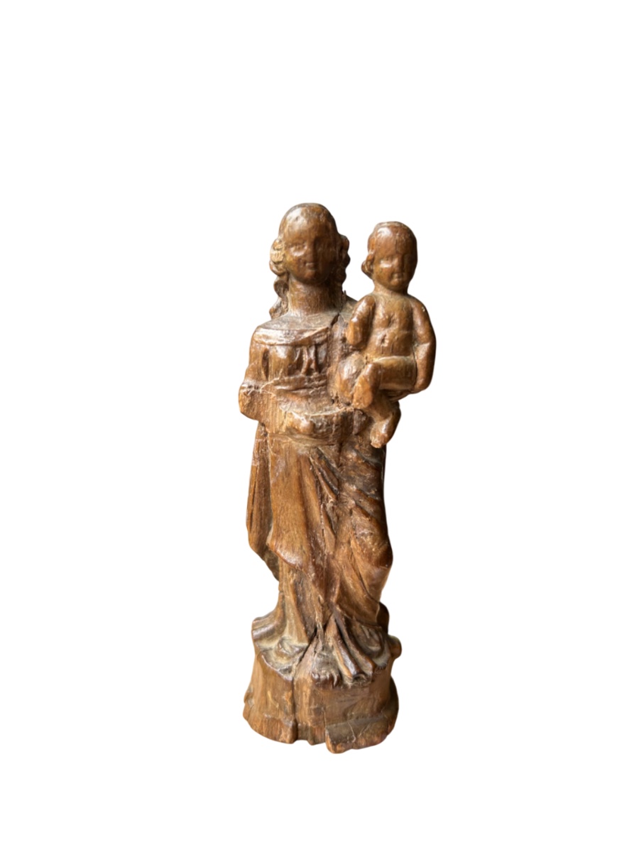 Vierge et enfant bois sculpte 