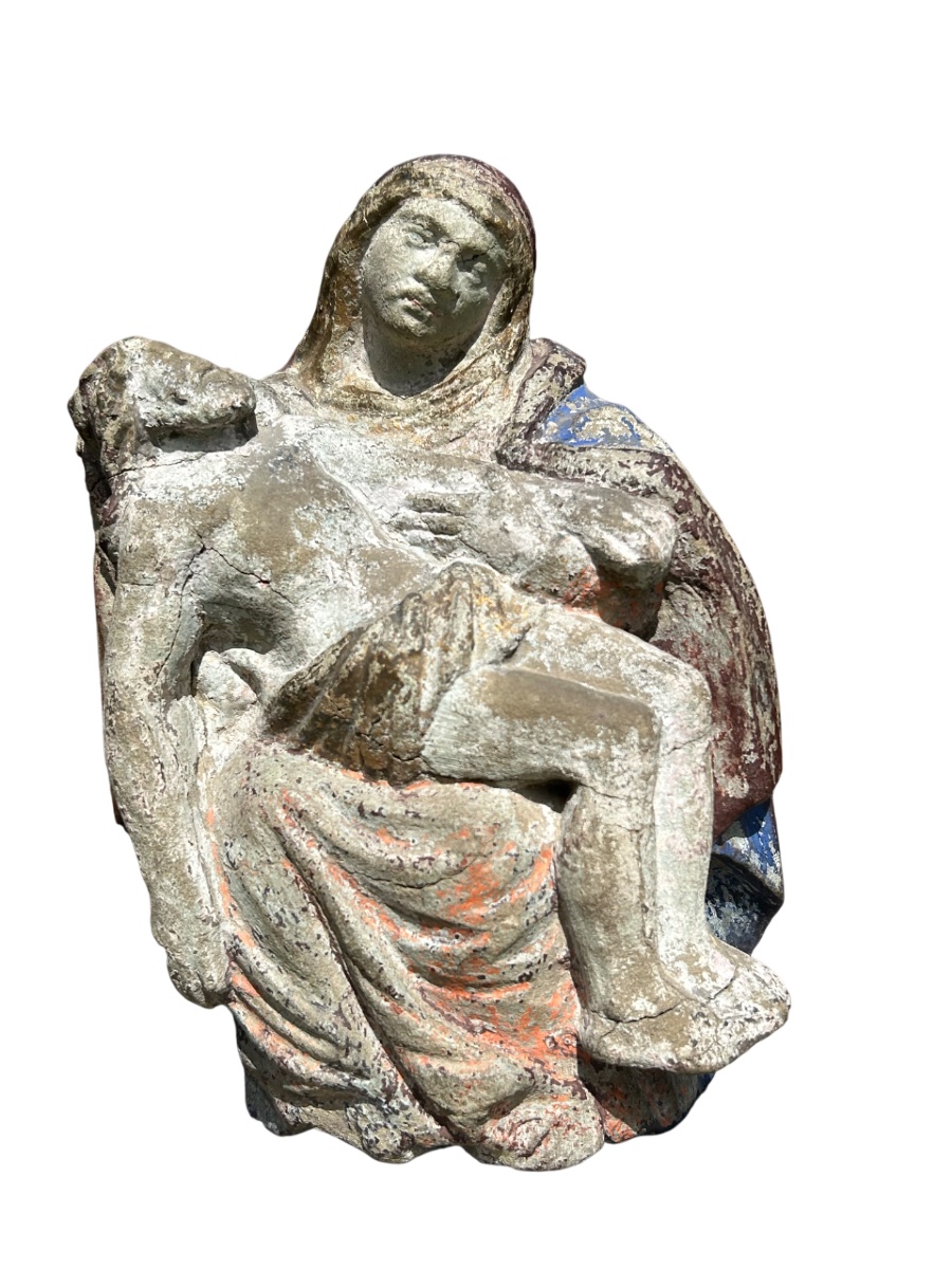 Pietà pre 16ième en Pierre sculpte -photo-2