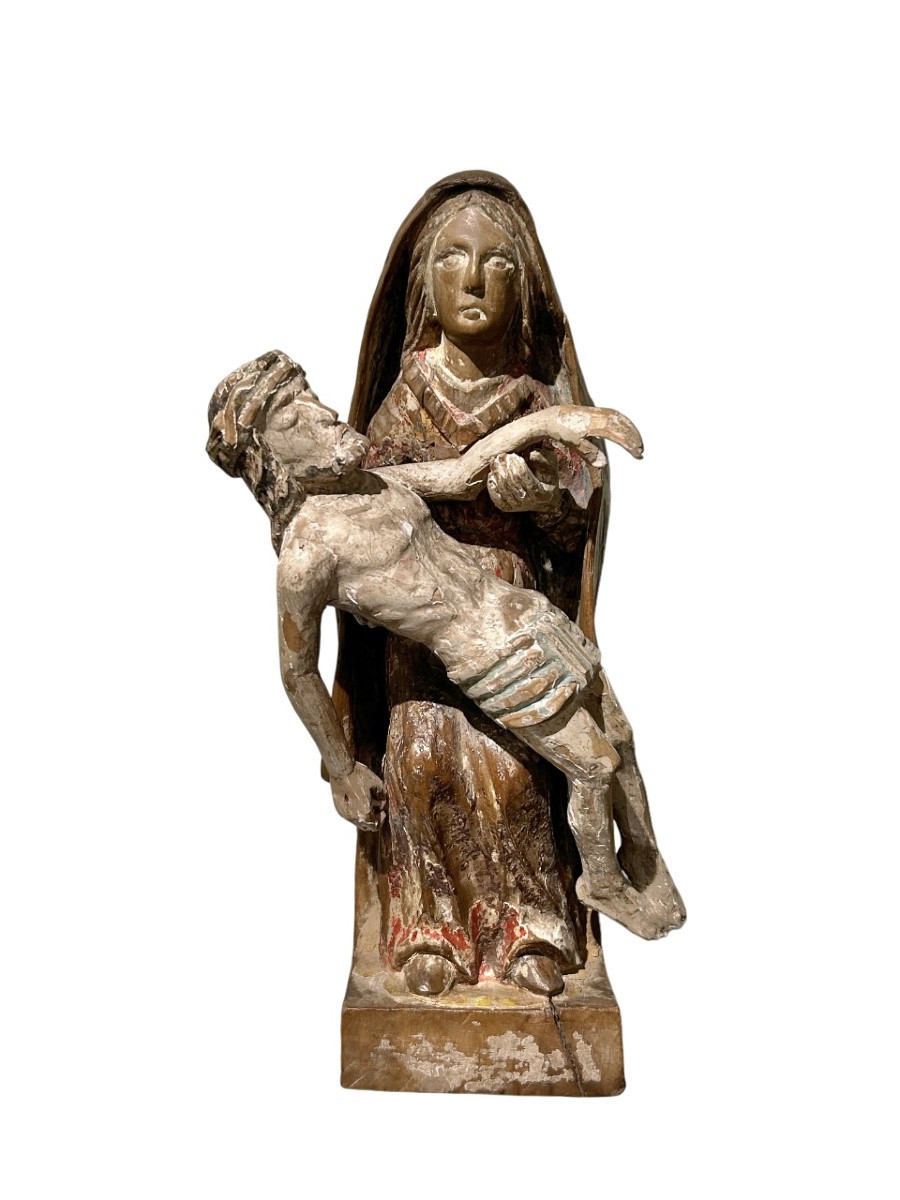 Pietà, 16th-17th Century, Carved Wood-photo-2