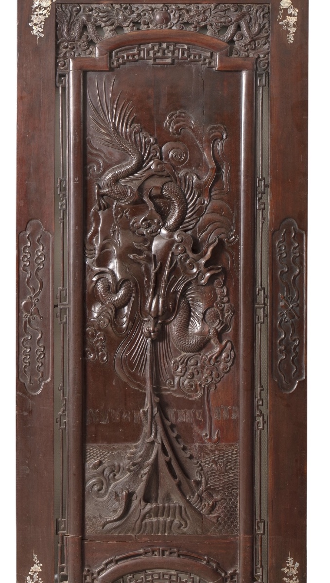 Deux grand Panneaux Chinois bois sculpté-photo-4