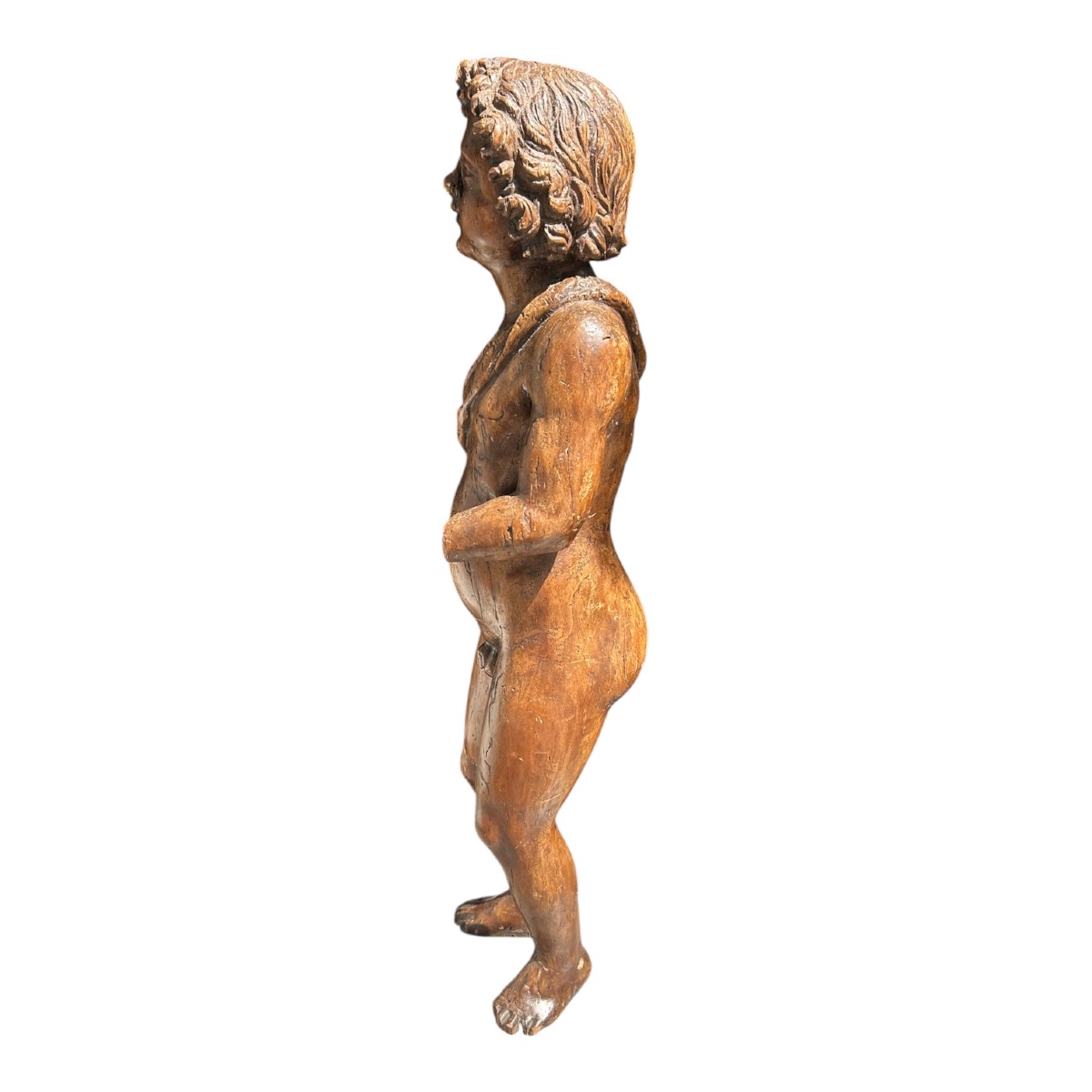 Large Carved Wooden Putti-photo-2
