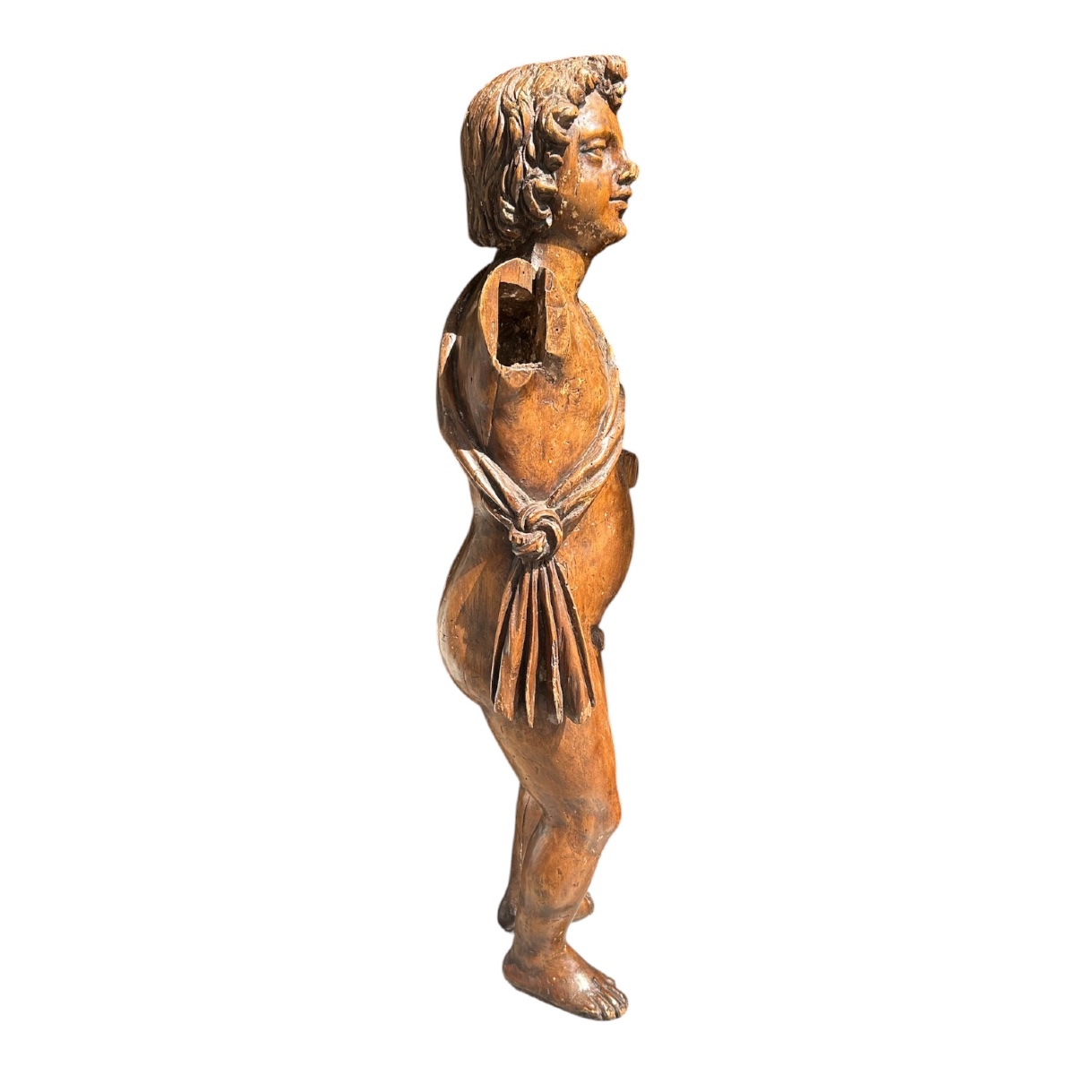Large Carved Wooden Putti-photo-3
