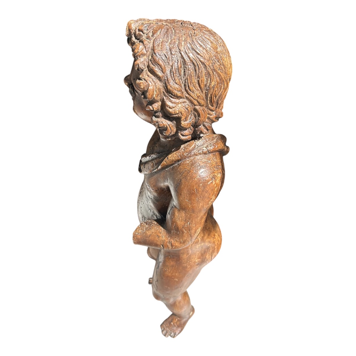 Large Carved Wooden Putti-photo-1