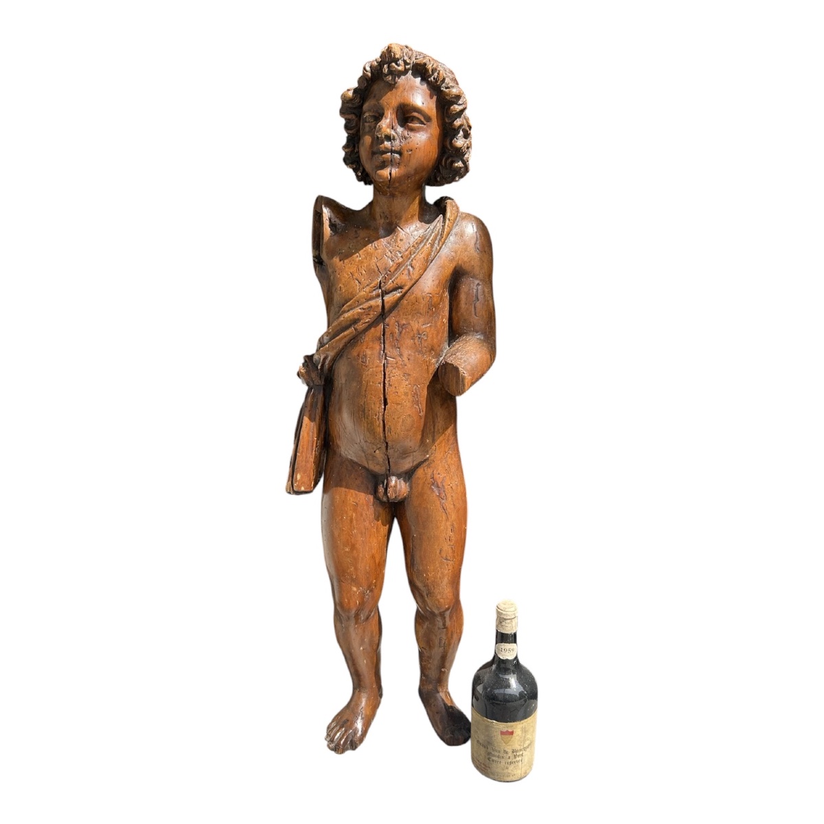 Large Carved Wooden Putti