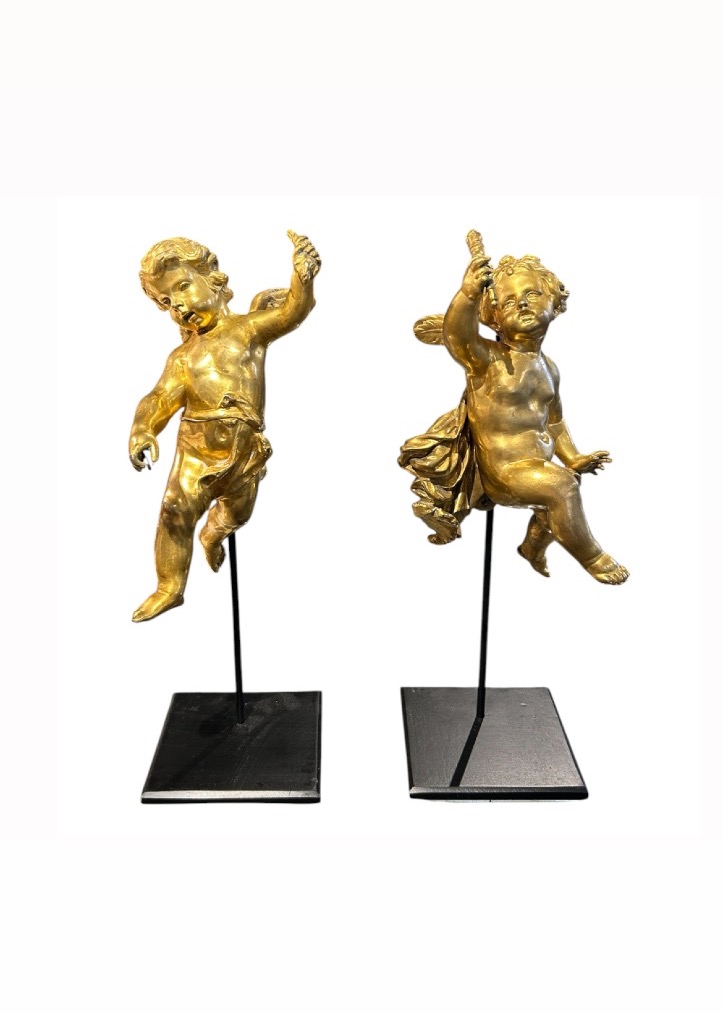 Paire d’anges en bronze massief
