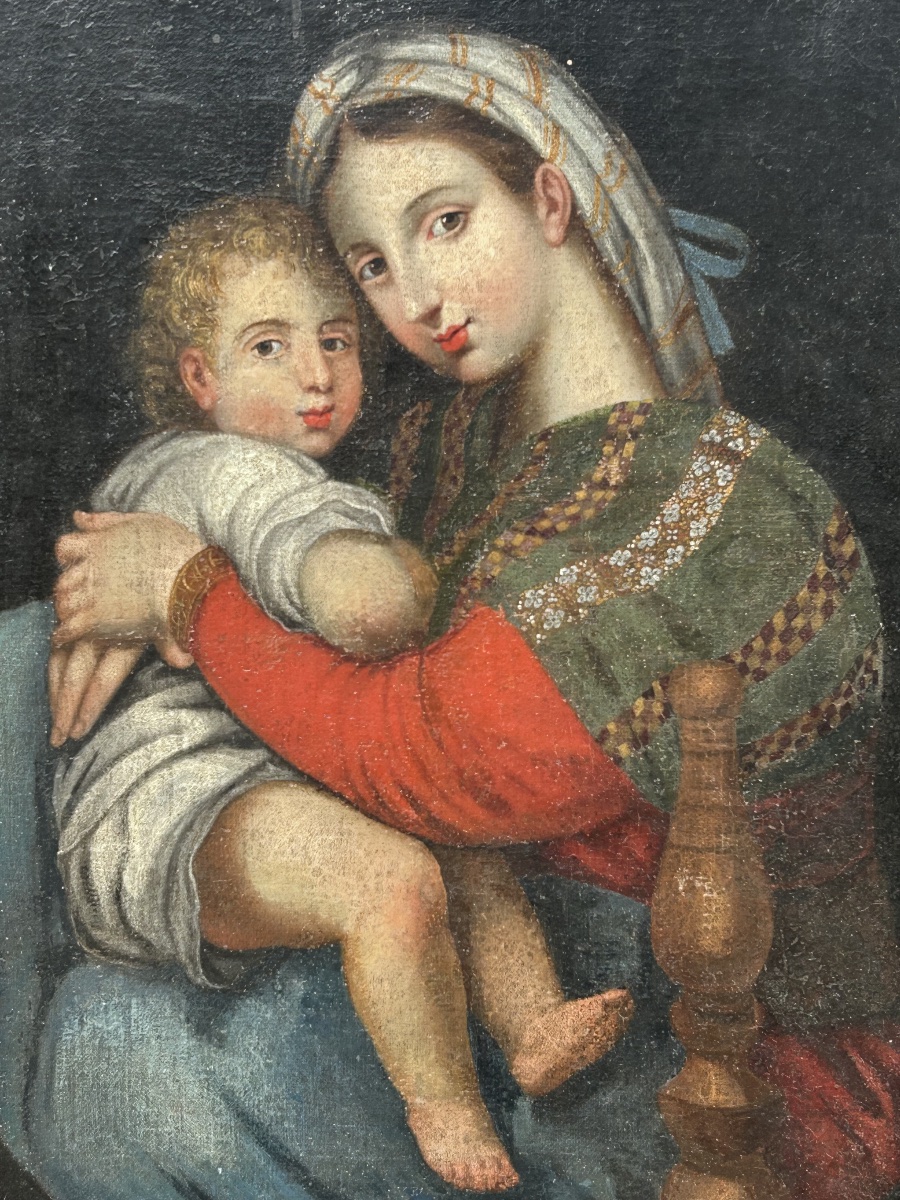 Oil On Canvas Madonna And Child -photo-2