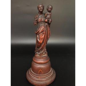 Vierge et l'Enfant 17ème Siècle En Buis Finement Sculpté