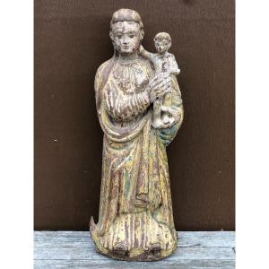 Statue 17ième Madonna And Child