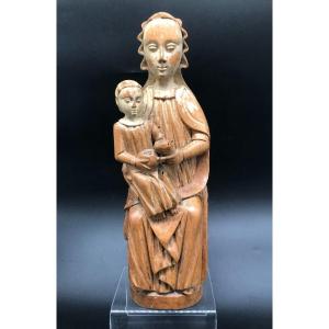 Vièrge Et Enfant Bois Sculptée religieux