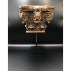 Carved Wooden Capital 17-18th