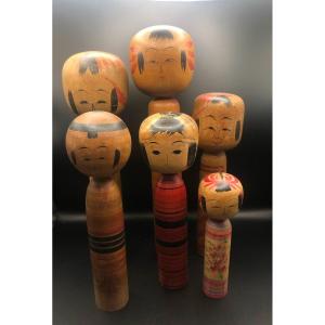 Collection Of 6 Japanese Kokeshi