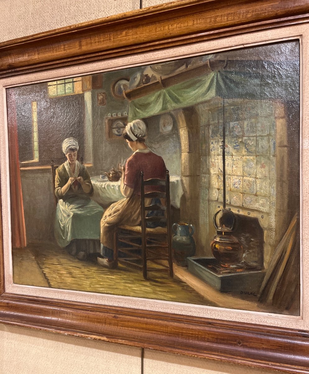 Tableau Scène d’Intérieur XIX Siècle signé DULAC