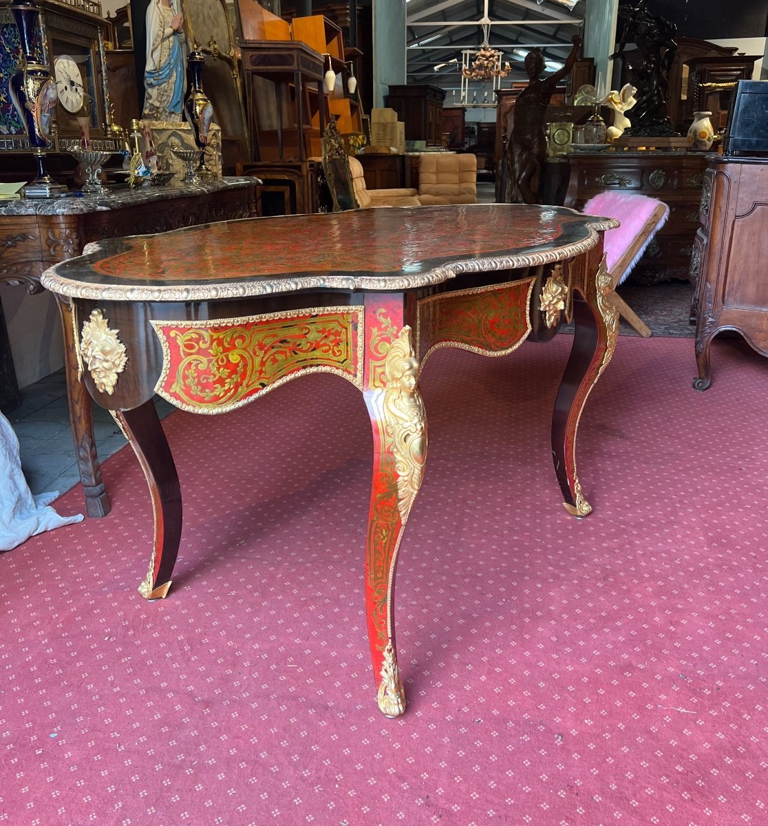Table De Milieu Napoléon III En Marqueterie Boule-photo-3