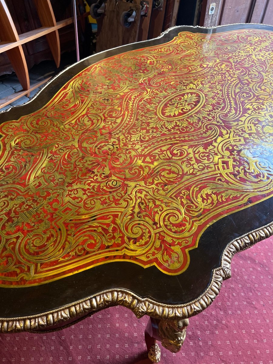 Table De Milieu Napoléon III En Marqueterie Boule-photo-6