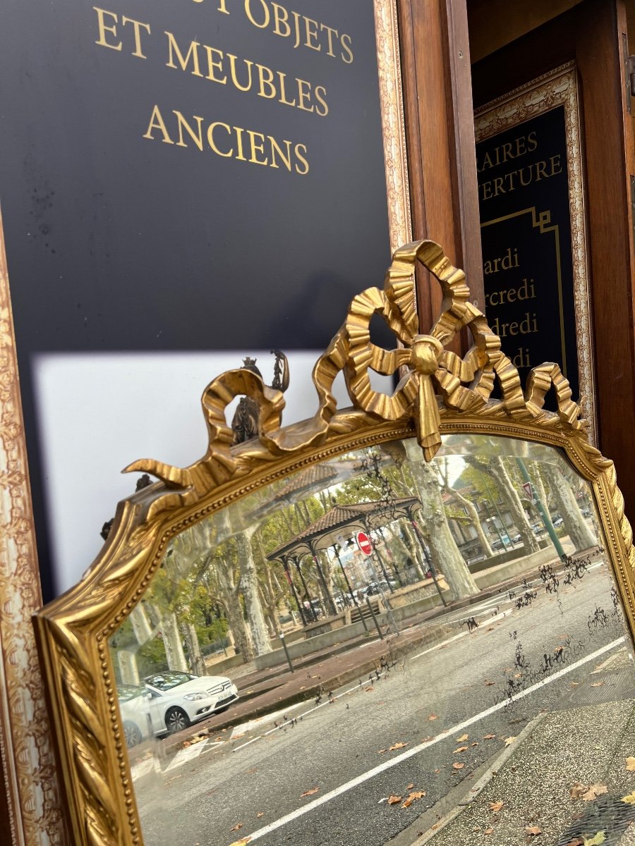 19th Century Louis XVI Style Mirror With Float Decoration-photo-2