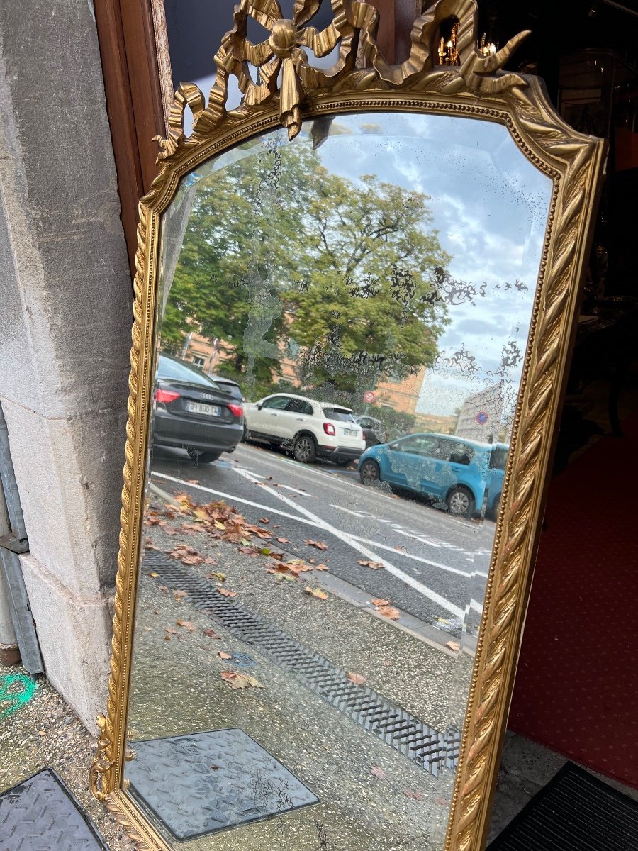 19th Century Louis XVI Style Mirror With Float Decoration-photo-2